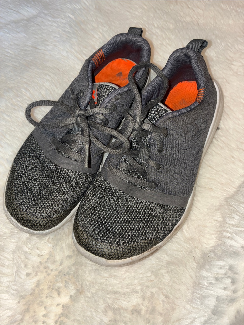 Under Armour Kids Black Knit Sneakers with Orange Lining